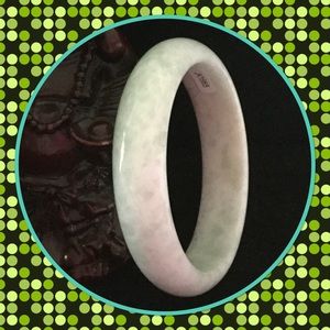 Natural white green jade bangle